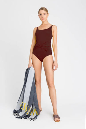 TWINSET-|-Costume-intero-monocolor-con-drappeggio
