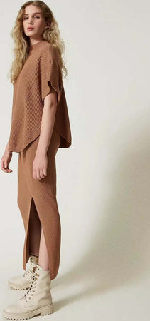 TWINSET-|-Gonna-longuette-a-costine