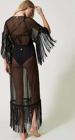 TWINSET-|-Kaftano-con-frange-di-paillettes