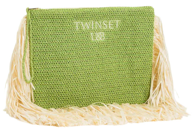 TWINSET-|-Pochette-effetto-rafia-con-frange