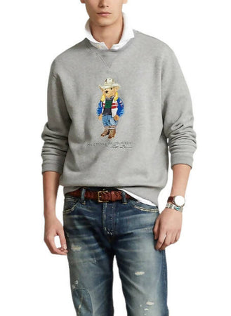 Polo Ralph Lauren Felpa Uomo Polo Bear Men's Sweatshirt Girocollo Stampa Orso Orsetto Polsini A Coste Felpa Senza Cappuccio