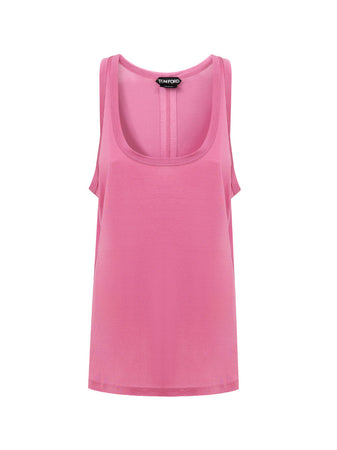 Tom Ford Top smanicato in seta rosa da donna