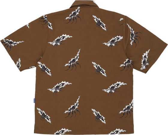 USUAL-Camicia-Manica-Corta-Uomo-Monster-Shirt-Brown-da-uomo