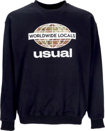 USUAL-Felpa-Leggera-Girocollo-Uomo-Worldwide-Locals-Crewneck-Black-da-uomo