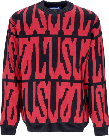 USUAL-Maglione-Uomo-Digi-Sweater-Black/red-da-uomo