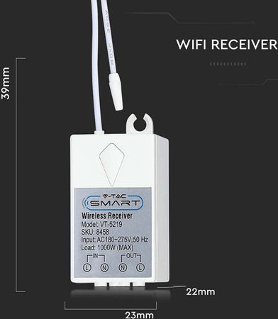 V-TAC VT-5129 Ricevitore Wireless per Interruttori Senza Fili Fino a 500mt - SKU 8458 Fai da te/Materiale elettrico/Prese elettriche ed accessori/Spine intelligenti e telecomandate Zencoccostore - Formia, Commerciovirtuoso.it