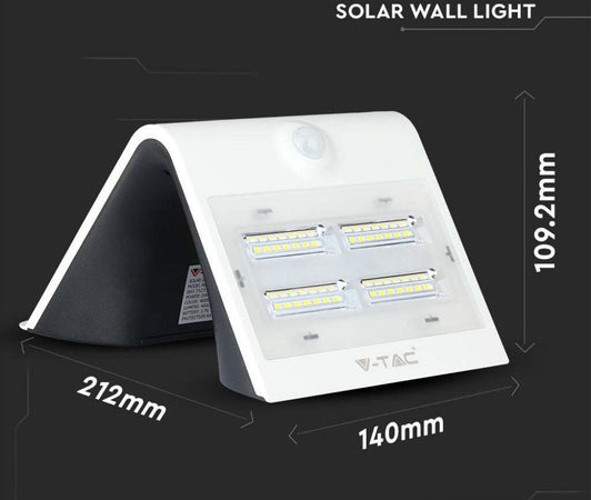 V-Tac VT-768 Lampada da Muro LED 3W Bianca o Nera con Pannello Solare e Sensore Crepuscolare e Movimento -SKU 7523- SKU 7528 Illuminazione/Illuminazione per esterni/Lampade da parete Zencoccostore - Formia, Commerciovirtuoso.it