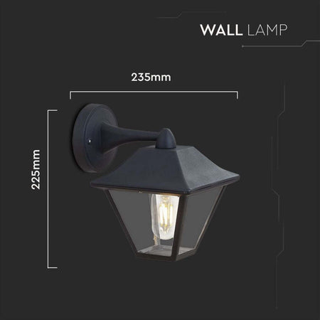 V-TAC VT-843 Lampada LED da Muro a Lanterna in Vetro con Portalampada E27 Colore Nero Opaco IP44 - SKU 8686 Illuminazione/Illuminazione per esterni/Lampade da parete Zencoccostore - Formia, Commerciovirtuoso.it