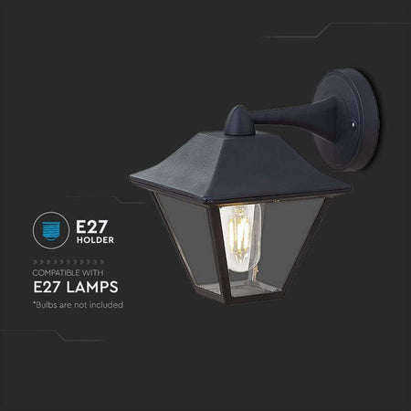 V-TAC VT-843 Lampada LED da Muro a Lanterna in Vetro con Portalampada E27 Colore Nero Opaco IP44 - SKU 8686 Illuminazione/Illuminazione per esterni/Lampade da parete Zencoccostore - Formia, Commerciovirtuoso.it