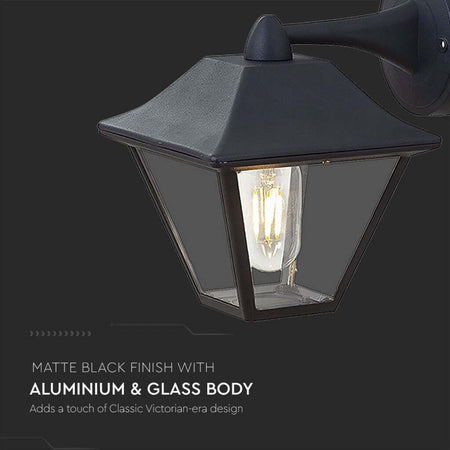 V-TAC VT-843 Lampada LED da Muro a Lanterna in Vetro con Portalampada E27 Colore Nero Opaco IP44 - SKU 8686 Illuminazione/Illuminazione per esterni/Lampade da parete Zencoccostore - Formia, Commerciovirtuoso.it