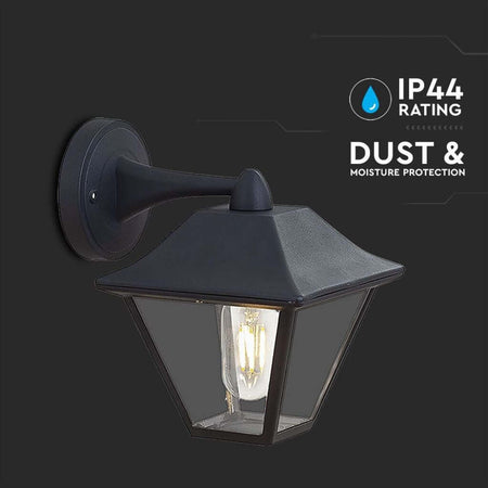 V-TAC VT-843 Lampada LED da Muro a Lanterna in Vetro con Portalampada E27 Colore Nero Opaco IP44 - SKU 8686 Illuminazione/Illuminazione per esterni/Lampade da parete Zencoccostore - Formia, Commerciovirtuoso.it
