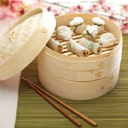 Vaporiera In Legno Di Bamboo Cuocivapore 20cm Cottura Vapore Cucina Asiatica Pentole e Padelle Trade Shop italia - Napoli, Commerciovirtuoso.it