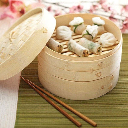 Vaporiera-In-Legno-Di-Bamboo-Cuocivapore-20cm-Cottura-Vapore-Cucina-Asiatica