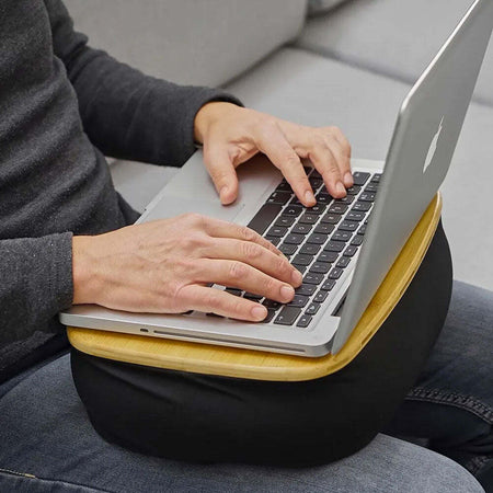 Vassoio-Colazione-Letto-con-Cuscino-Tavolino-Divano-Porta-PC-Tablet-Legno-Bamboo