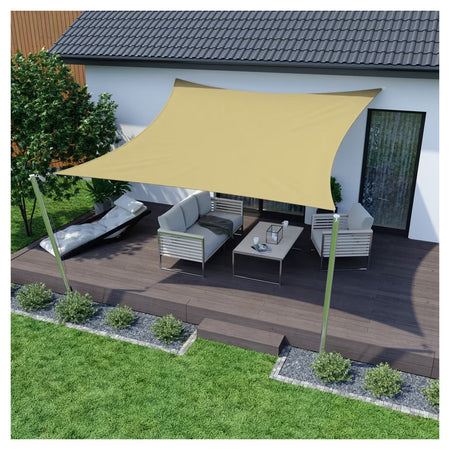 Vela Tenda Quadrata Parasole Protezione Sole Ombreggiatura Giardino 3x3mt Beige 017029