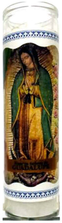 Velon Consagrado Nuestra Senora De Guadalupe Candela Esoterica Con Contenitore In Vetro santería