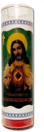 Velon Consagrado Sagrado Corazon De Jesus candela Esoterica Con Contenitore In Vetro santería