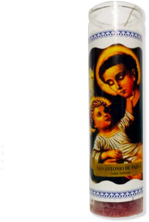 Velon Consagrado San Antonio De Padua Candela Esoterica Con Contenitore in Vetro Santería Con Preghiera