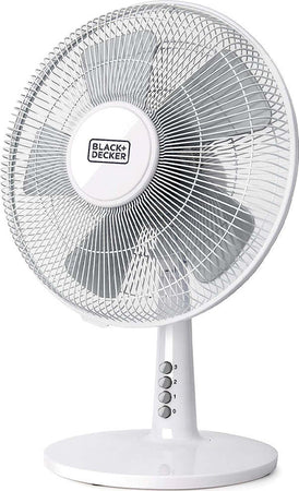 Ventilatore-da-Tavolo-Silenzioso-40-Watt-Bianco-con-5-Pale-e-3-Livelli-Velocità