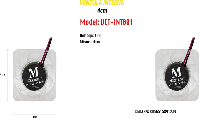 Ventola Raffreddamento Pc Computer Laptop Interna 4cm Silenziosa Maxtech Vet-int001 Informatica e Videogiochi > Accessori PC > Componenti PC Trade Shop italia - Napoli, Commerciovirtuoso.it
