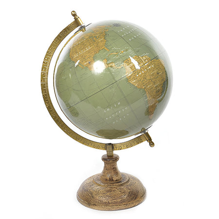 Mappamondo con base in legno, decorazione per interno