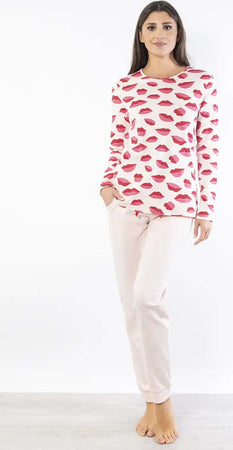 VERDISSIMA-|-Pigiama-maglia-girocollo-e-pantalone-polsini-Kisses