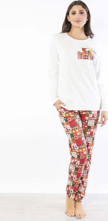 VERDISSIMA-|-Pigiama-maglia-girocollo-e-pantalone-polsini