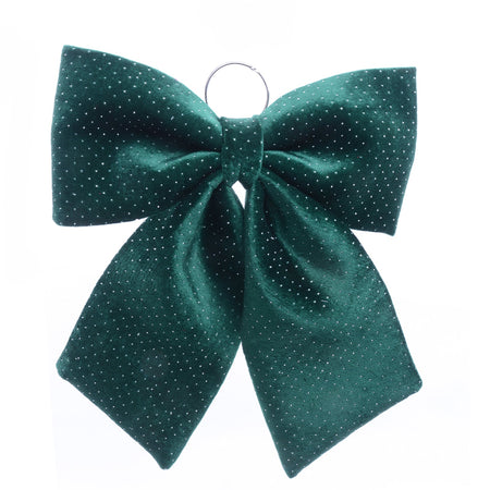 Fiocco di natale imbottito in tessuto con brillantini decorazione natalizia per albero e dietro porta