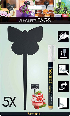 VERMES---SET-5-ETICHETTE-A-FORMA-DI-FARFALLA-CON-PENNARELLO-A-GESSO-LIQUIDO
