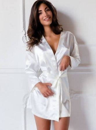 Vestaglia Donna Sexy Estiva Bianca Kimono Lingerie in Raso Camicia da Notte con Cintura Aurora Love And Bra camicia da notte L'Orchidea - Siderno, Commerciovirtuoso.it