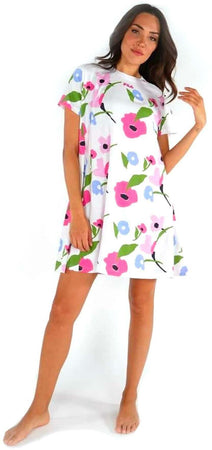 Vestitino Donna Fantasia Fiori Mezza Manica 100% Cotone - Fila 4170