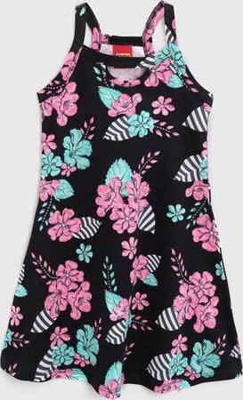 Vestito Bambina Estivo Nero Rosa Stampa Fiori Vestitino Corto Estate Bimba Abito Leggero Casual Abitino Leggero ABITO Piccole Canaglie - Tropea, Commerciovirtuoso.it