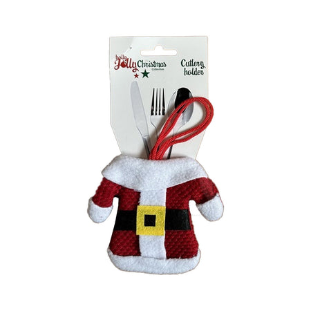 Porta posate vestito Babbo Natale per posate e bicchieri decorazione natalizia
