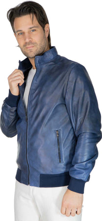 Victor---Bomber-Uomo-Blu-in-vera-pelle