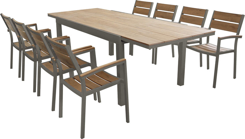 VIDUUS---set-tavolo-in-alluminio-cm-160/240x95x75-h-con-8-sedute-Taupe-Milani-Home