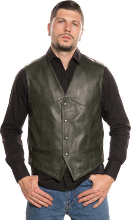 Vincent---Gilet-Uomo-Verde-in-vera-Pelle