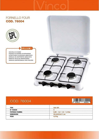 Vinco-76004-Fornello-A-Gas-4-Fuochi