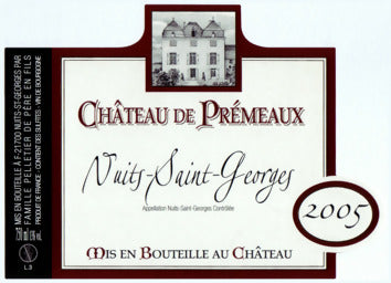 Vino rosso 75cl nuit saint georges 2017 v vino rosso biologico bourgogne cepage gamay ( ceppo gamay) chateau premeaux