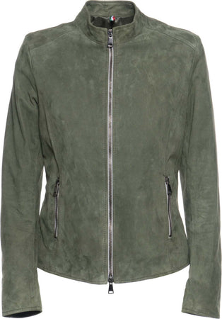 Violetta-Bis---Giacca-Donna-Verde-in-vera-pelle-Scamosciata