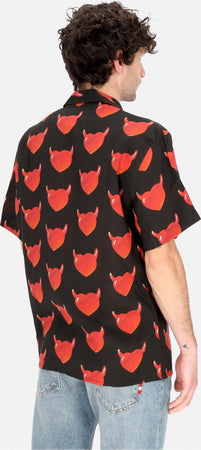VISION-OF-SUPER-Camicia-Manica-Corta-Uomo-Aop-Hearts-Shirt-Black/red-da-uomo