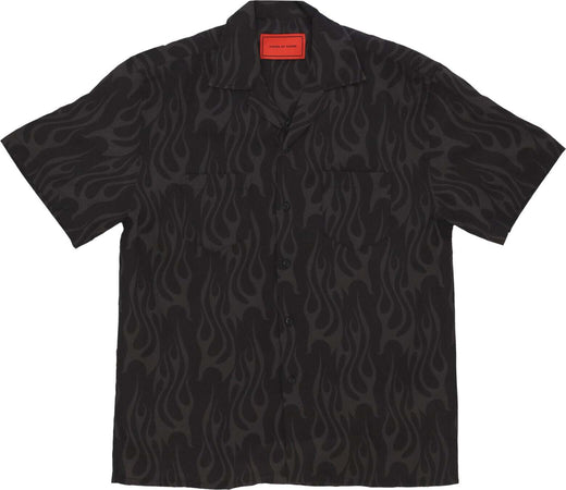 VISION-OF-SUPER-Camicia-Manica-Corta-Uomo-Flames-Aop-Shirt-Black-da-uomo