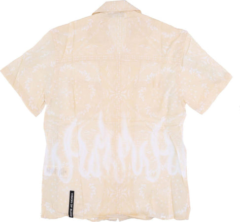 VISION-OF-SUPER-Camicia-Manica-Corta-Uomo-Spray-Flames-Bandana-Shirt-Beige-da-uomo