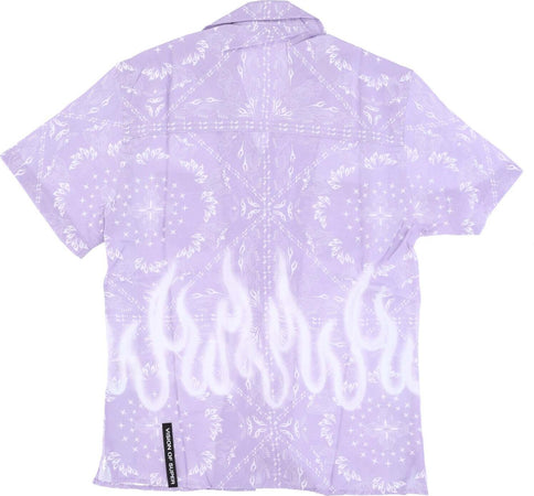 VISION-OF-SUPER-Camicia-Manica-Corta-Uomo-Spray-Flames-Bandana-Shirt-Lilac-da-uomo