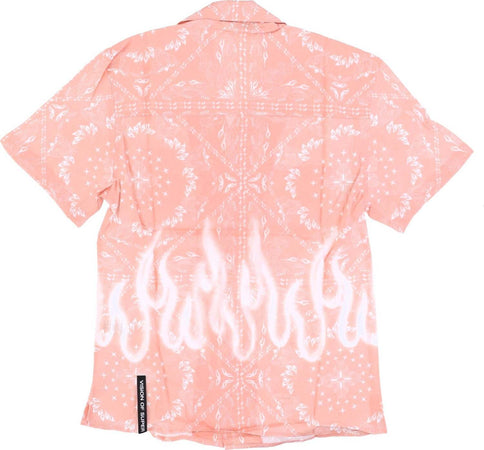VISION-OF-SUPER-Camicia-Manica-Corta-Uomo-Spray-Flames-Bandana-Shirt-Pink-da-uomo