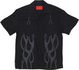 VISION-OF-SUPER-Camicia-Manica-Corta-Uomo-Tribal-Flames-Print-Shirt-Black-da-uomo