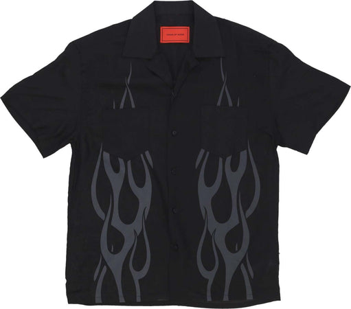 VISION-OF-SUPER-Camicia-Manica-Corta-Uomo-Tribal-Flames-Print-Shirt-Black-da-uomo