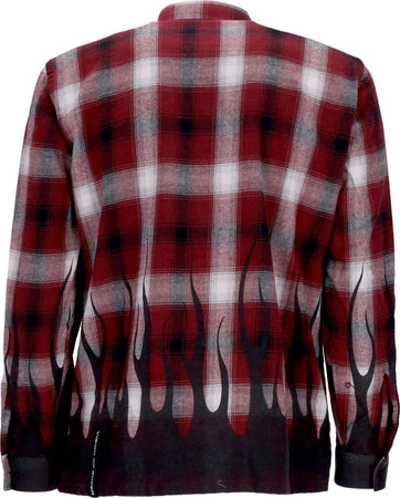 VISION-OF-SUPER-Camicia-Manica-Lunga-Uomo-Flames-Shirt-Grape-Wine-da-uomo