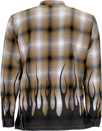 VISION-OF-SUPER-Camicia-Manica-Lunga-Uomo-Flames-Shirt-Plantation-da-uomo