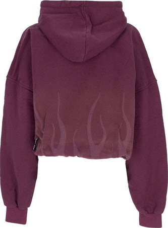 VISION-OF-SUPER-Felpa-Cappuccio-Corta-Donna-Corrosive-Flames-Hoodie-Grape-Wine-da-donna
