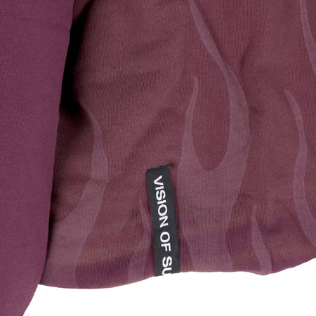 VISION-OF-SUPER-Felpa-Cappuccio-Corta-Donna-Corrosive-Flames-Hoodie-Grape-Wine-da-donna